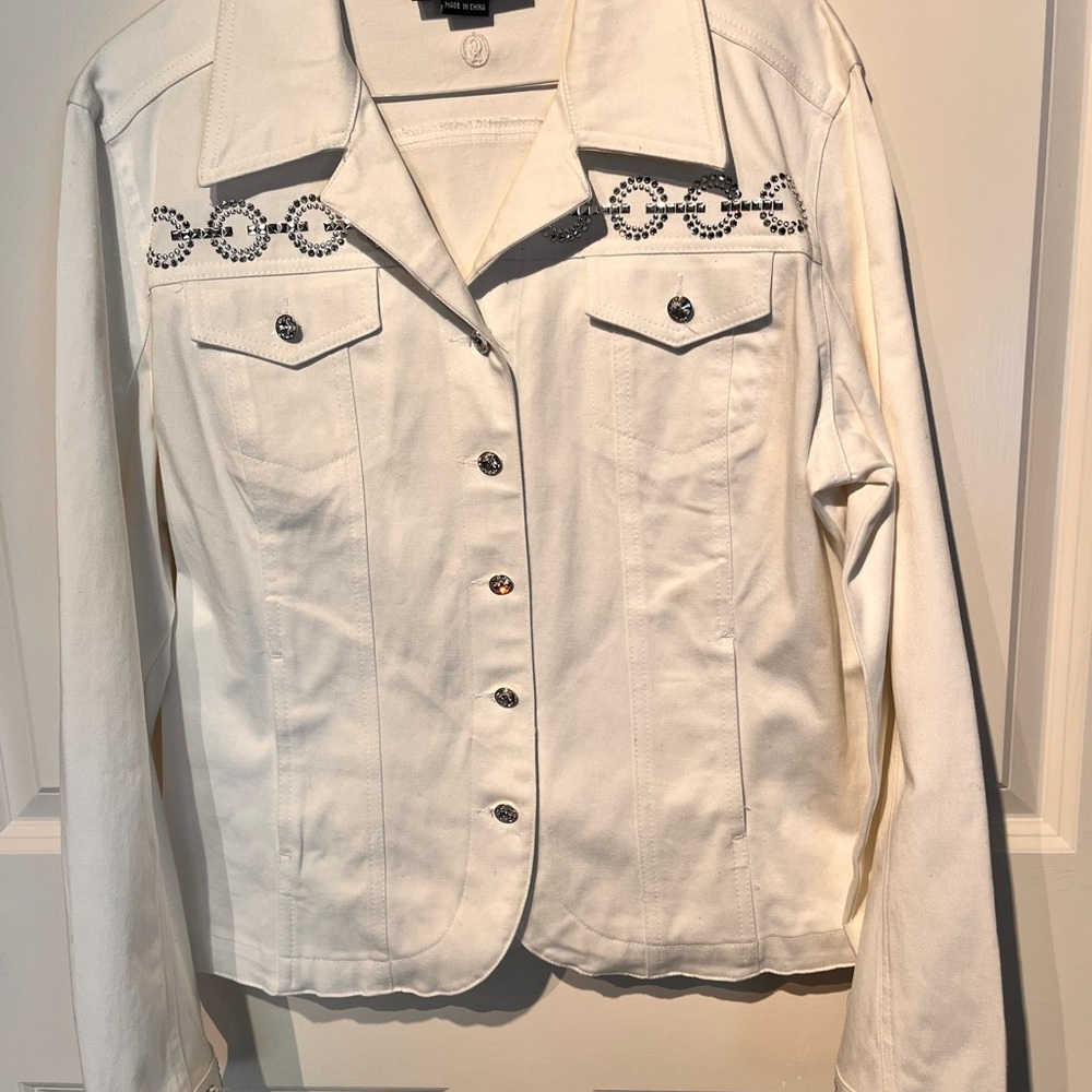 Christine Alexander White Blazer with Crystal Accents